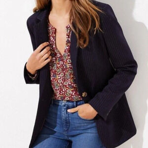 NWT LOFT Long Pinstripe Modern Blazer in Forever Navy